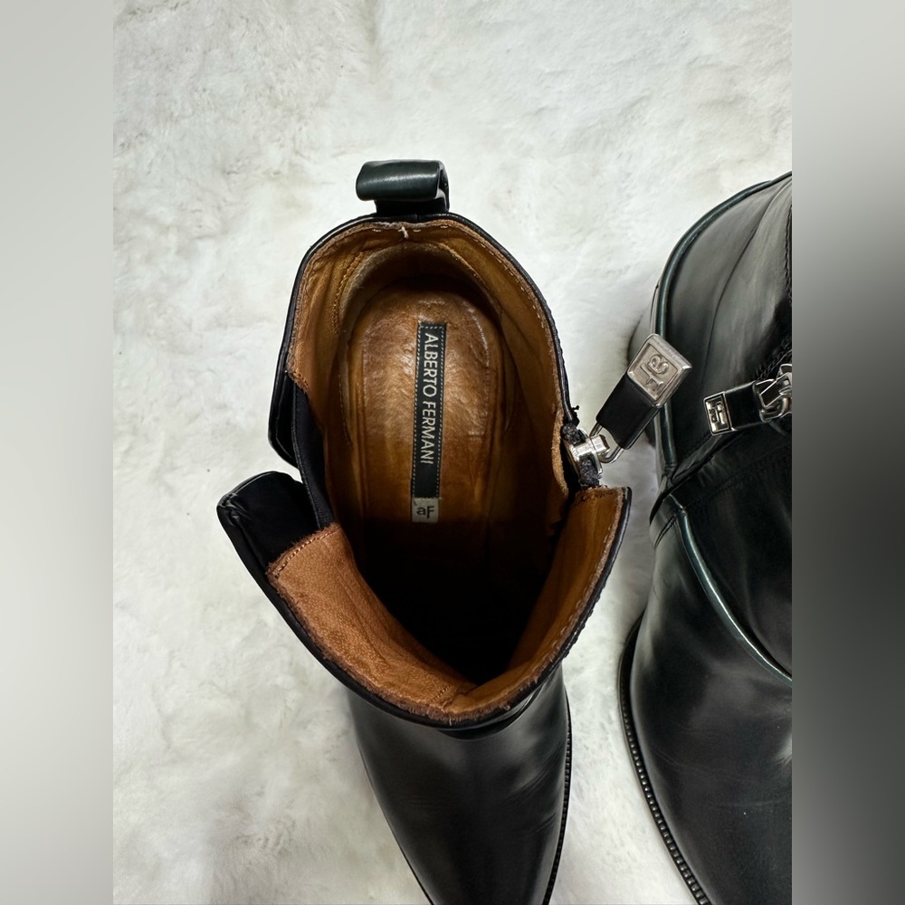 Alberto Fermani Black Leather Ankle Boots - Picture 3 of 15